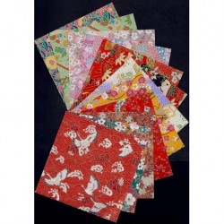 Origami Paper  Handmade Silkscreen Washi Patterns - 120 mm - 12 sheets