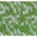 Unryu Paper - Green With White Cranes and Gold Strands