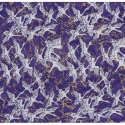 Unryu Paper - Purple With White Cranes and Gold Strands