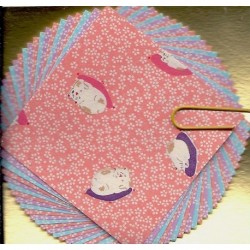 Origami Paper Washi Cat Print - 060 mm -  25 sheets
