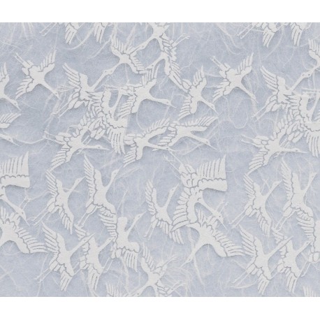 Mulberry or Unryu Paper - White With White Cranes
