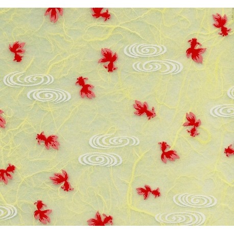 Mulberry or Unryu Paper - Yellow With Gold Fish