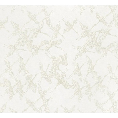 Washi Paper - White With Light Silver Cranes