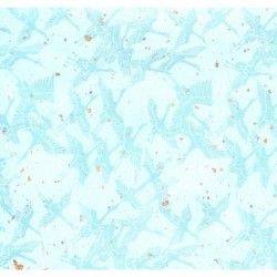 Washi Paper - Light Blue With Blue Cranes - Half Sheet