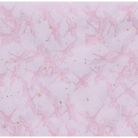 Washi Paper - Light Pink With Pink Cranes - Half Sheet