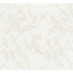 Washi Paper - White With Light Silver Cranes - Half Sheet
