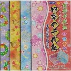 Origami Paper Four Seasons Chiyogami Print - 150 mm - 32 sheets