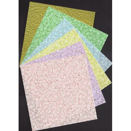 Origami Paper Cherry Blossom Print Washi - 150 mm -  6 sheets