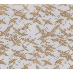 Washi Paper - White With Gold Cranes - Half Sheet