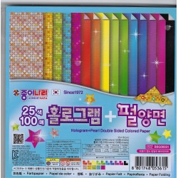 Origami Paper Hologram and Pearl Double Sided - 150 mm - 100 sheets