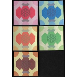 Origami Turtle Folding Paper - Five Colors of the Same Print, 55 x 55mm - 400 sheets