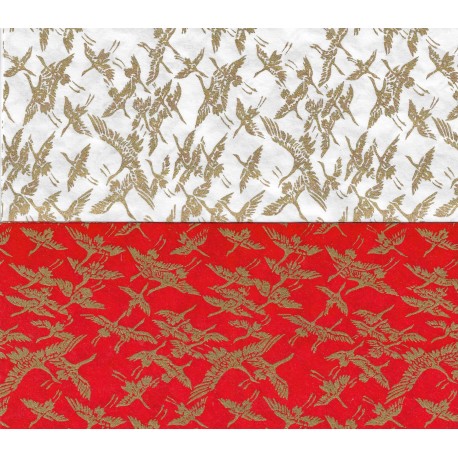 Two Colors of Washi Crane Design Paper - 300mm  - 6 sheets