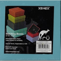 Six Different Colored Stacking Boxes With Matching Colored Lids