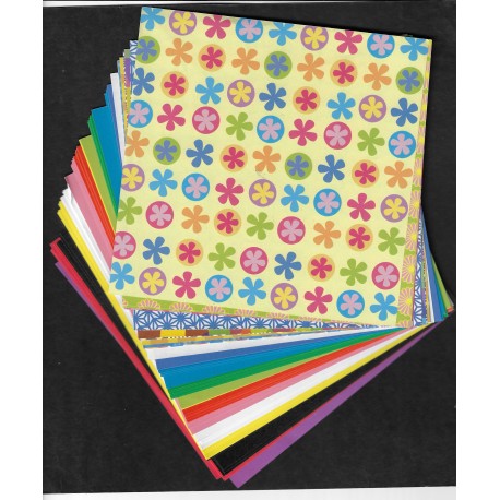 Mixed Origami Papers - Plain and Print - 150mm - 55 sheets