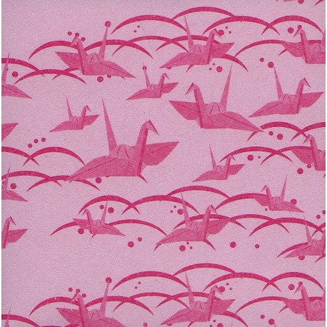 Origami Paper Pink Washi With Cranes - 075 mm - 100 sheets