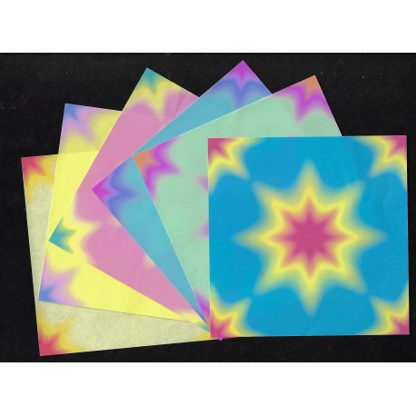 Six Patterns Starburst Print Origami Paper -21 sheets - 102 mm