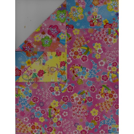 Double Sided Cherry Blossom Chiyogami Print - 150mm  - 28 sheets